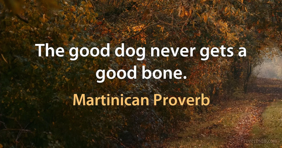 The good dog never gets a good bone. (Martinican Proverb)