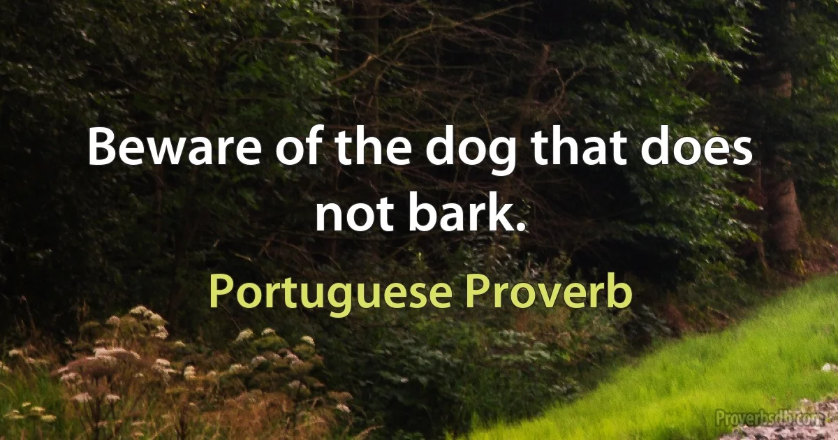 Beware of the dog that does not bark. (Portuguese Proverb)