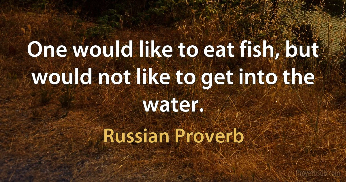 One would like to eat fish, but would not like to get into the water. (Russian Proverb)