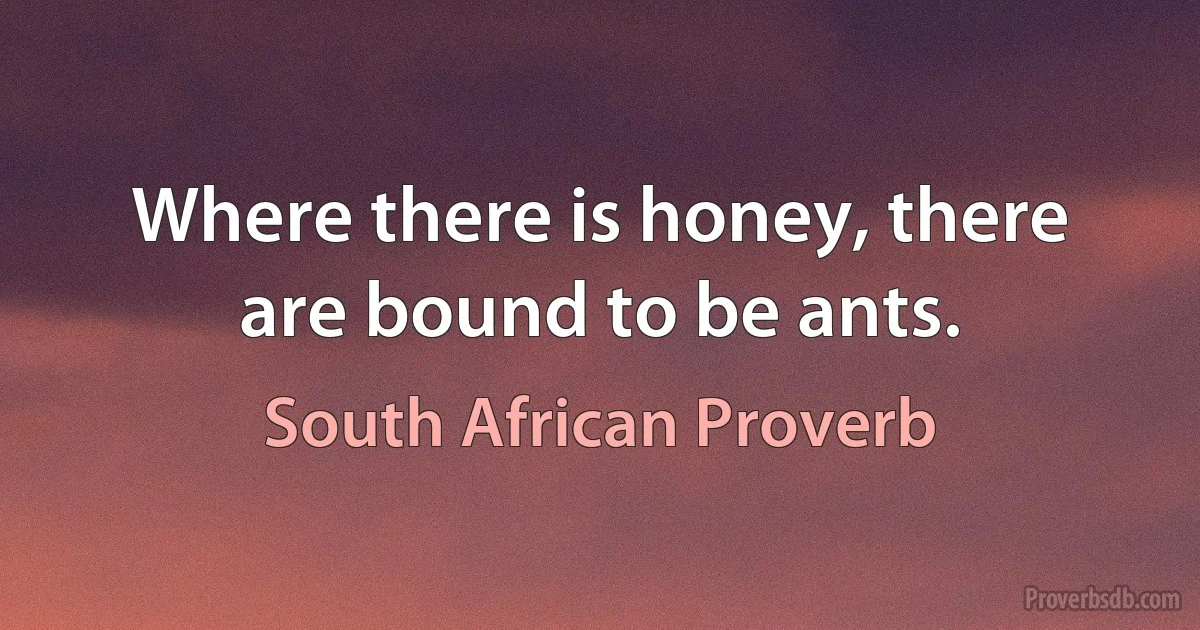 Where there is honey, there are bound to be ants. (South African Proverb)