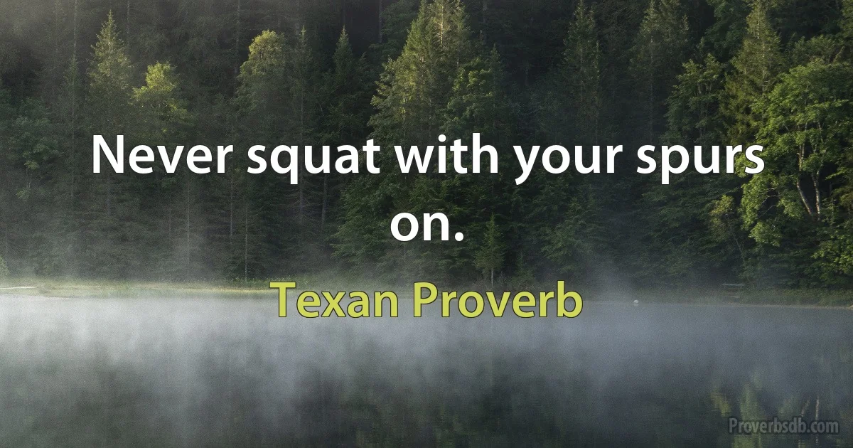 Never squat with your spurs on. (Texan Proverb)