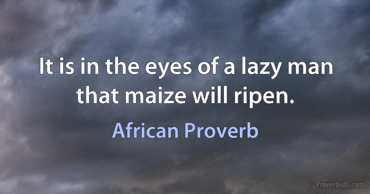 It is in the eyes of a lazy man that maize will ripen. (African Proverb)