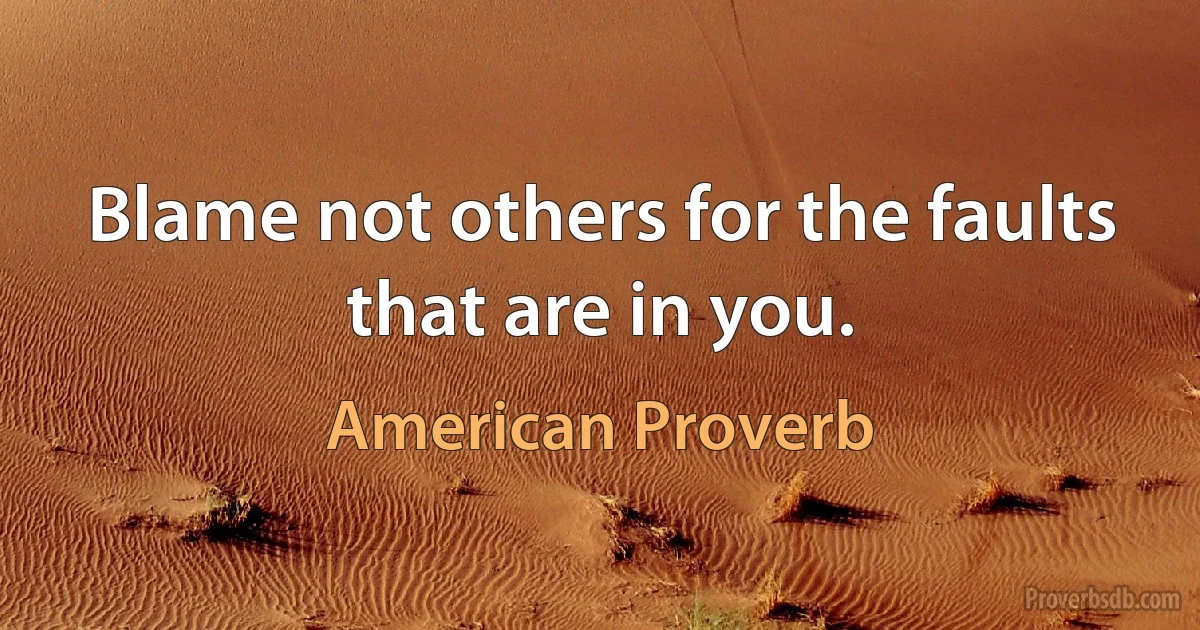 Blame not others for the faults that are in you. (American Proverb)