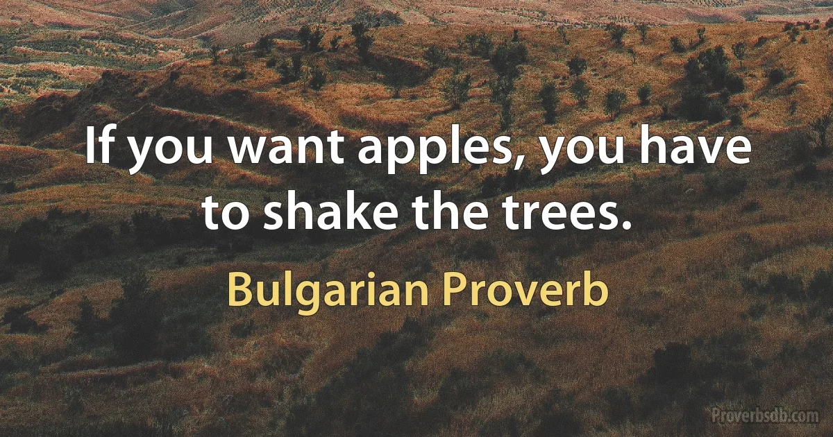 If you want apples, you have to shake the trees. (Bulgarian Proverb)