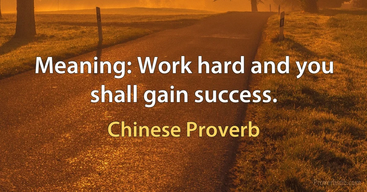 Meaning: Work hard and you shall gain success. (Chinese Proverb)