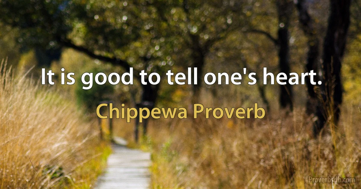 It is good to tell one's heart. (Chippewa Proverb)