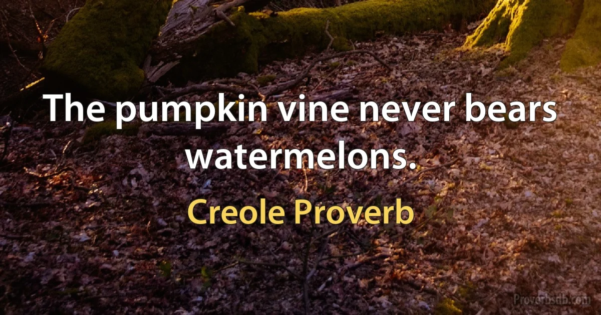 The pumpkin vine never bears watermelons. (Creole Proverb)