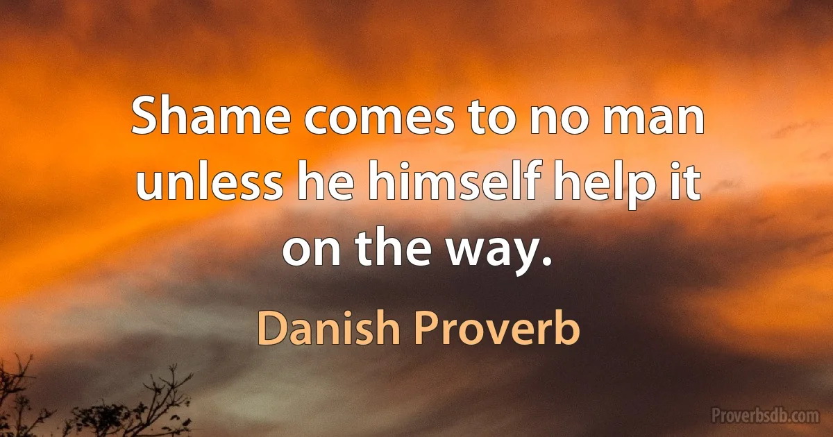 Shame comes to no man unless he himself help it on the way. (Danish Proverb)