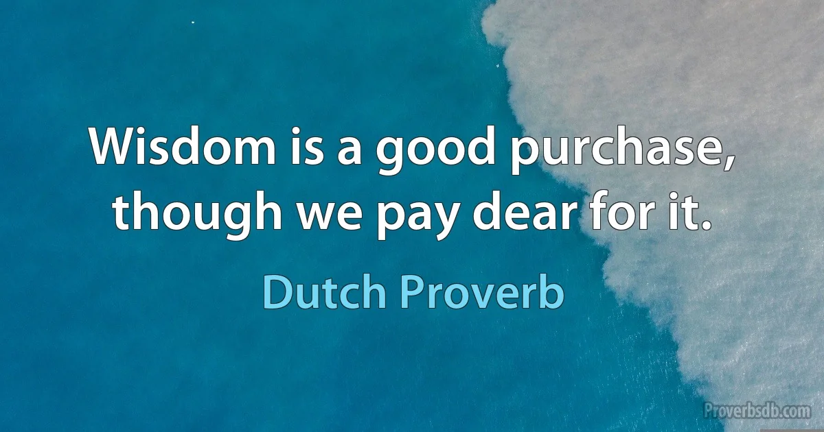 Wisdom is a good purchase, though we pay dear for it. (Dutch Proverb)