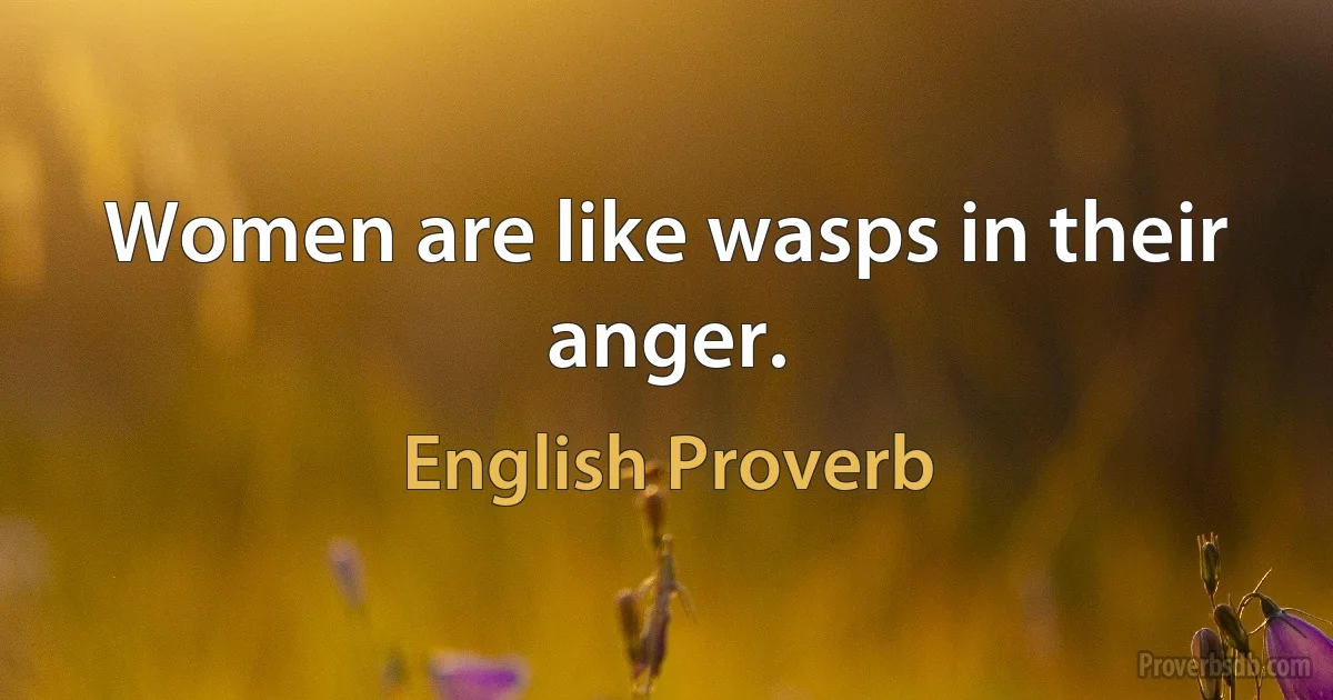 Women are like wasps in their anger. (English Proverb)