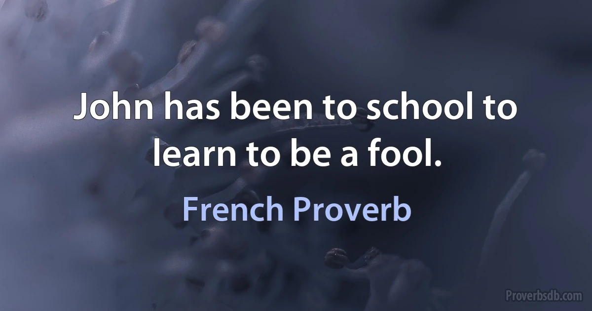 John has been to school to learn to be a fool. (French Proverb)