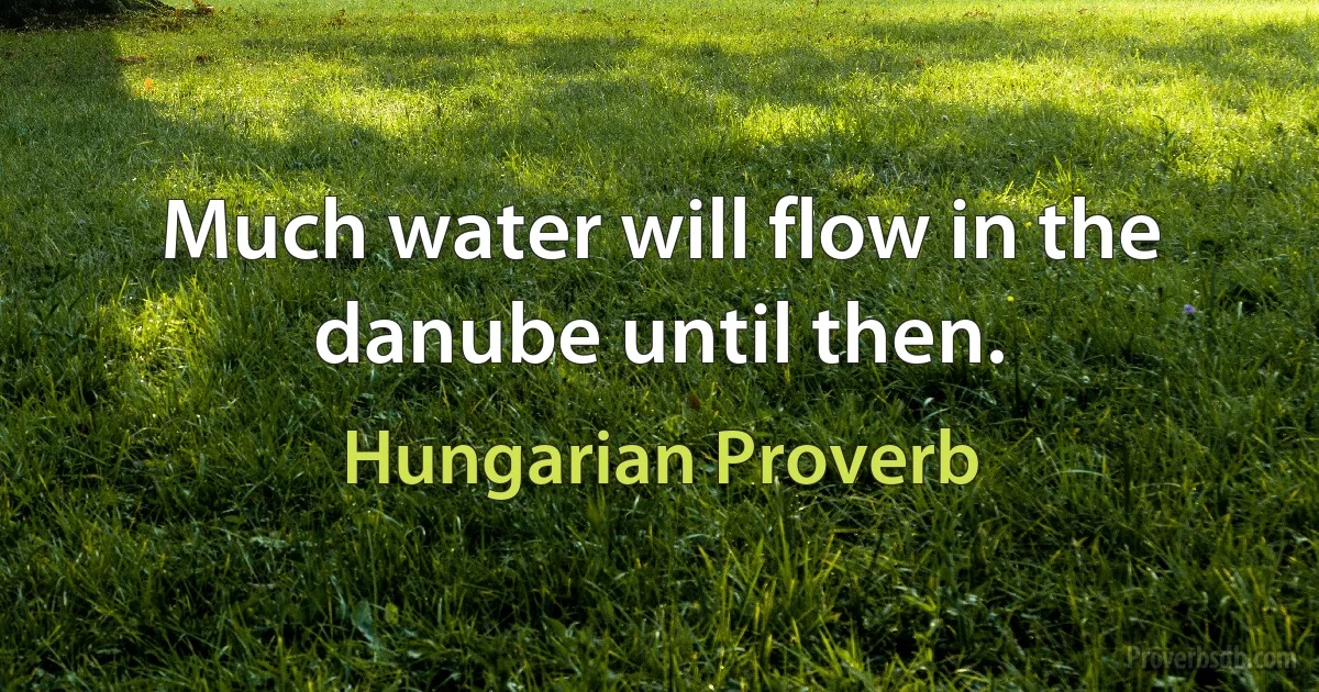 Much water will flow in the danube until then. (Hungarian Proverb)