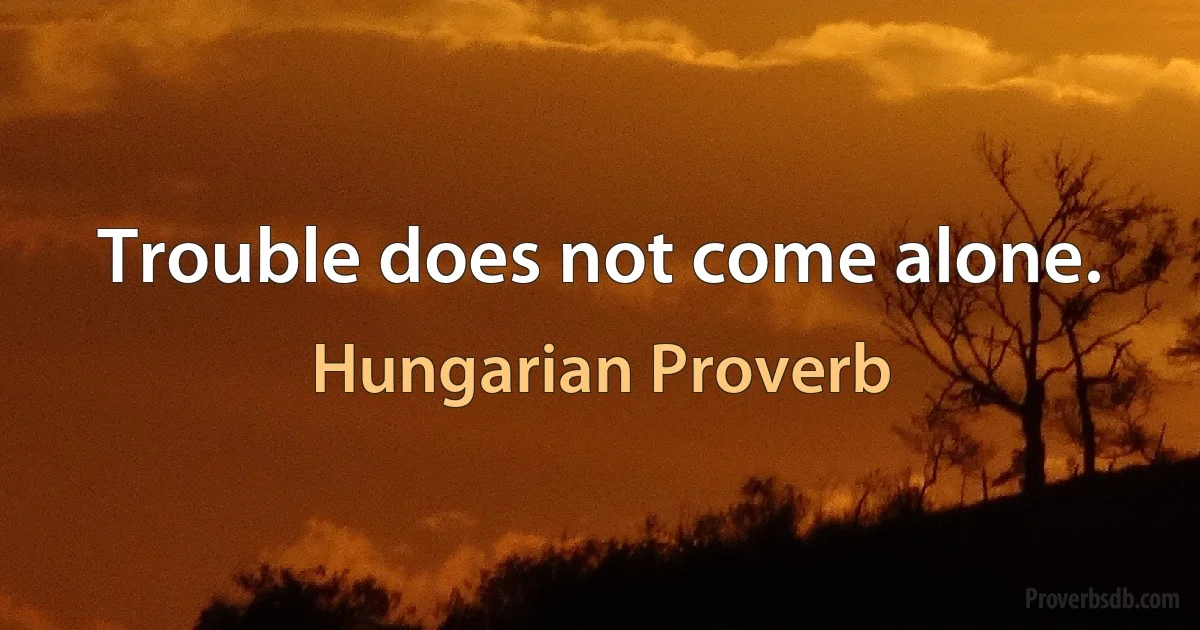 Trouble does not come alone. (Hungarian Proverb)