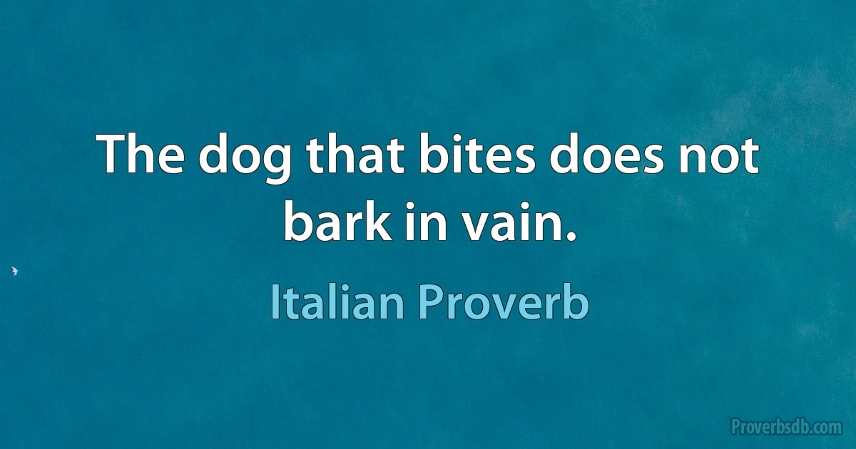 The dog that bites does not bark in vain. (Italian Proverb)