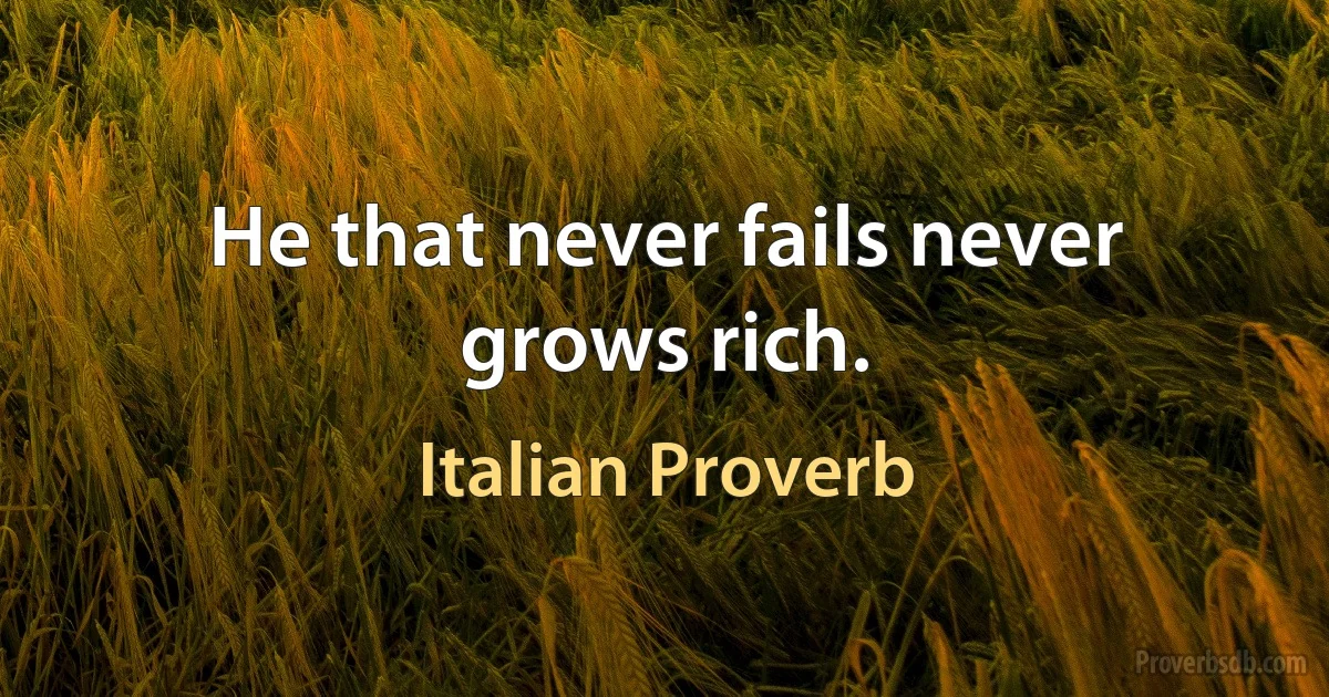 He that never fails never grows rich. (Italian Proverb)