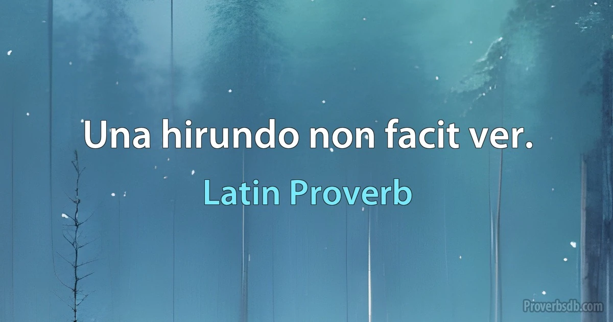 Una hirundo non facit ver. (Latin Proverb)