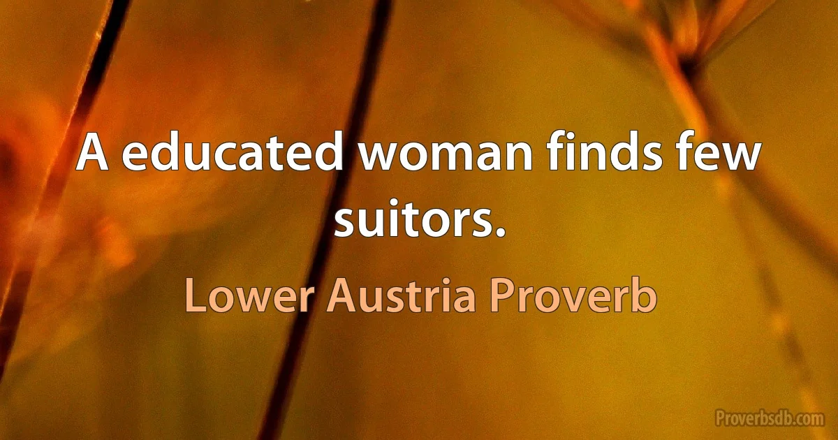 A educated woman finds few suitors. (Lower Austria Proverb)