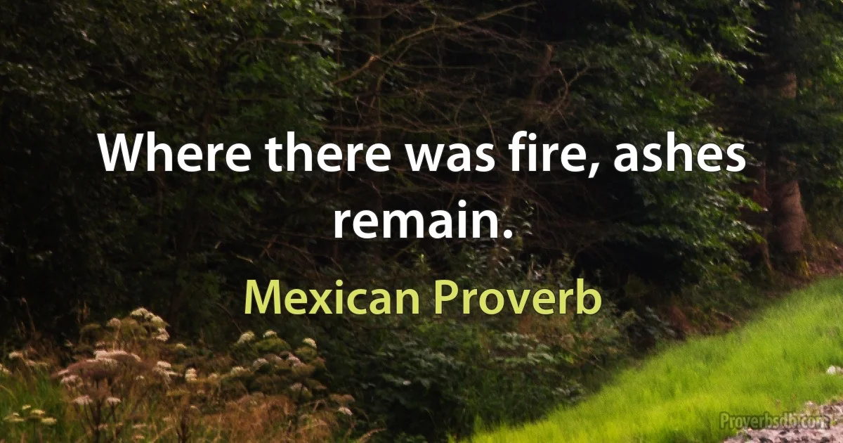 Where there was fire, ashes remain. (Mexican Proverb)