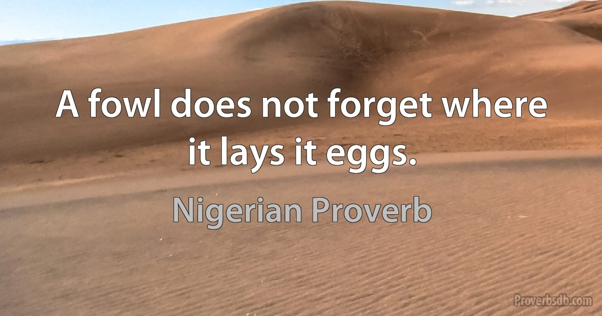 A fowl does not forget where it lays it eggs. (Nigerian Proverb)