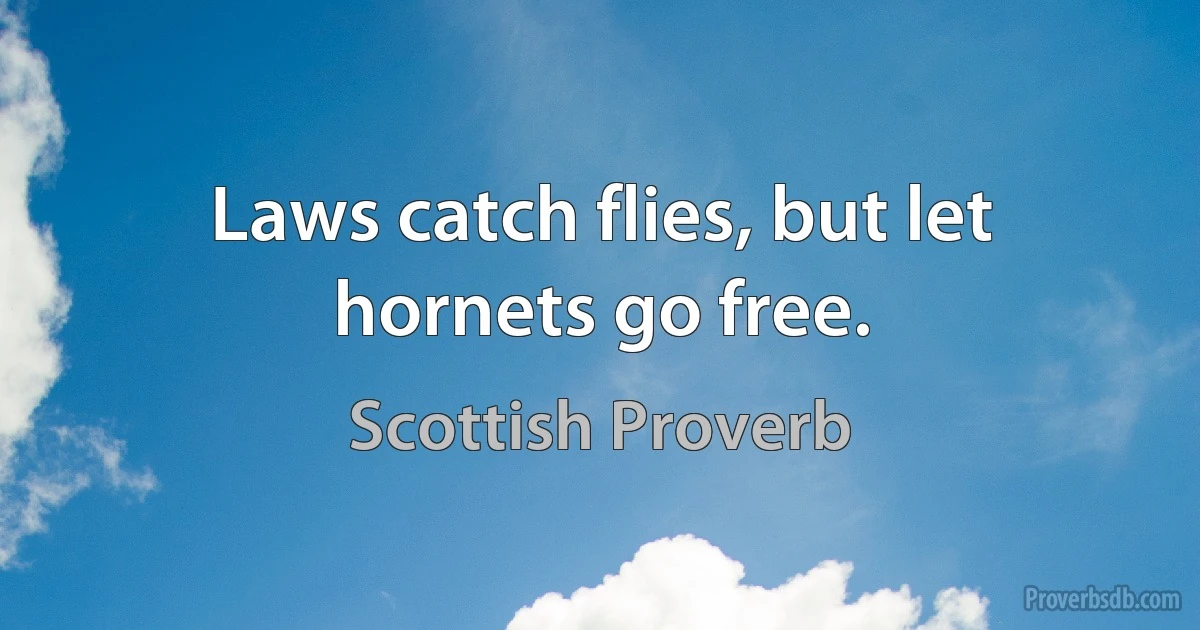 Laws catch flies, but let hornets go free. (Scottish Proverb)