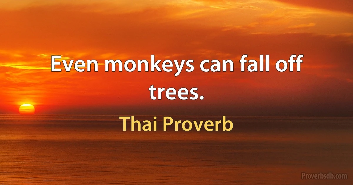 Even monkeys can fall off trees. (Thai Proverb)