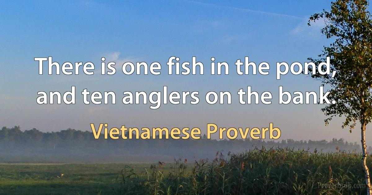 There is one fish in the pond, and ten anglers on the bank. (Vietnamese Proverb)