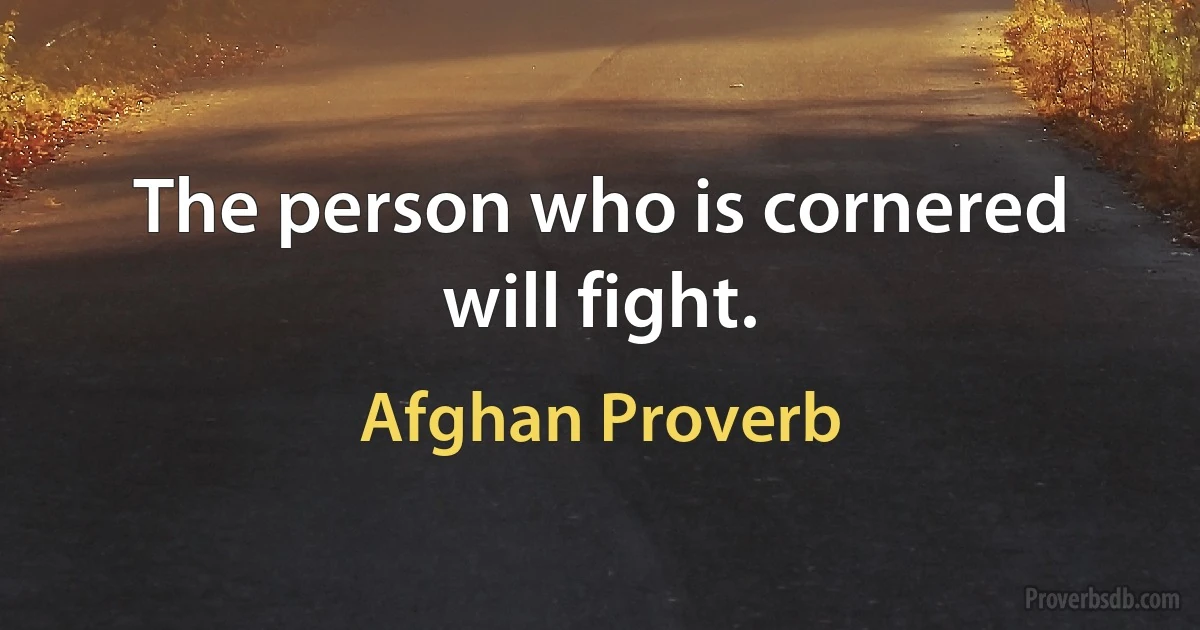 The person who is cornered will fight. (Afghan Proverb)