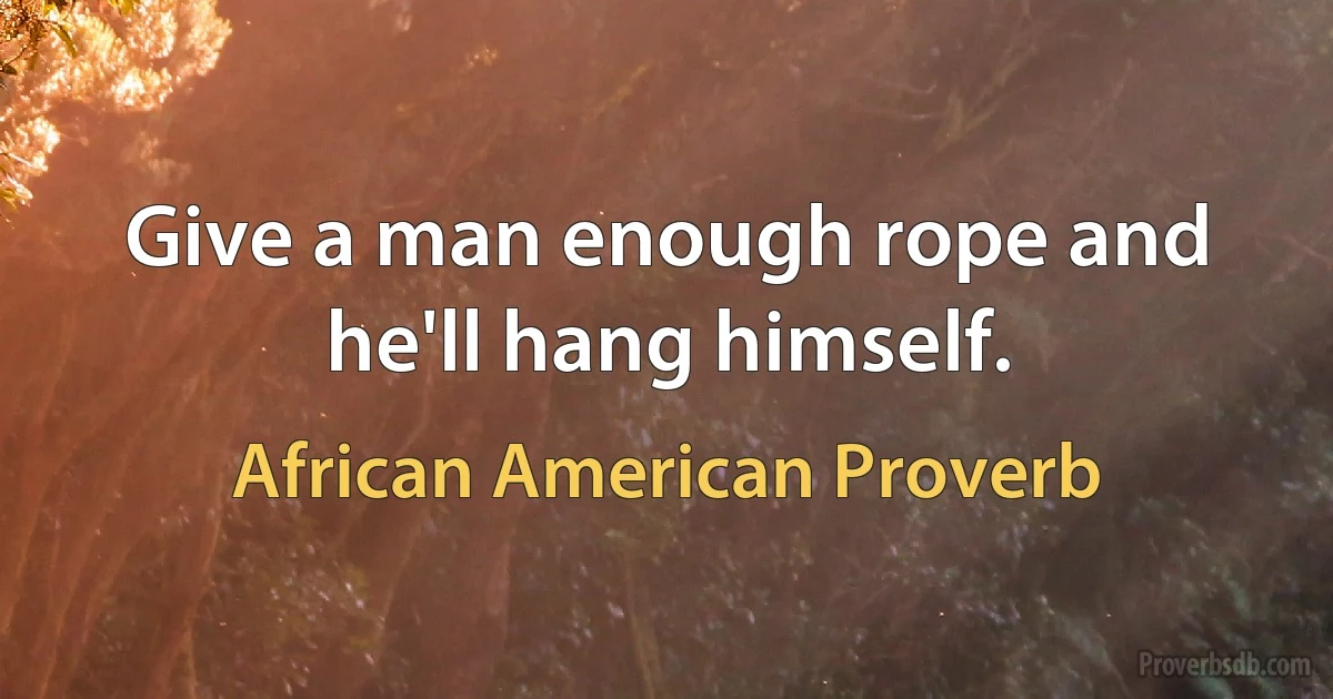 Give a man enough rope and he'll hang himself. (African American Proverb)