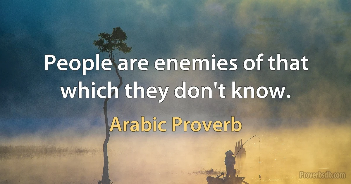 People are enemies of that which they don't know. (Arabic Proverb)