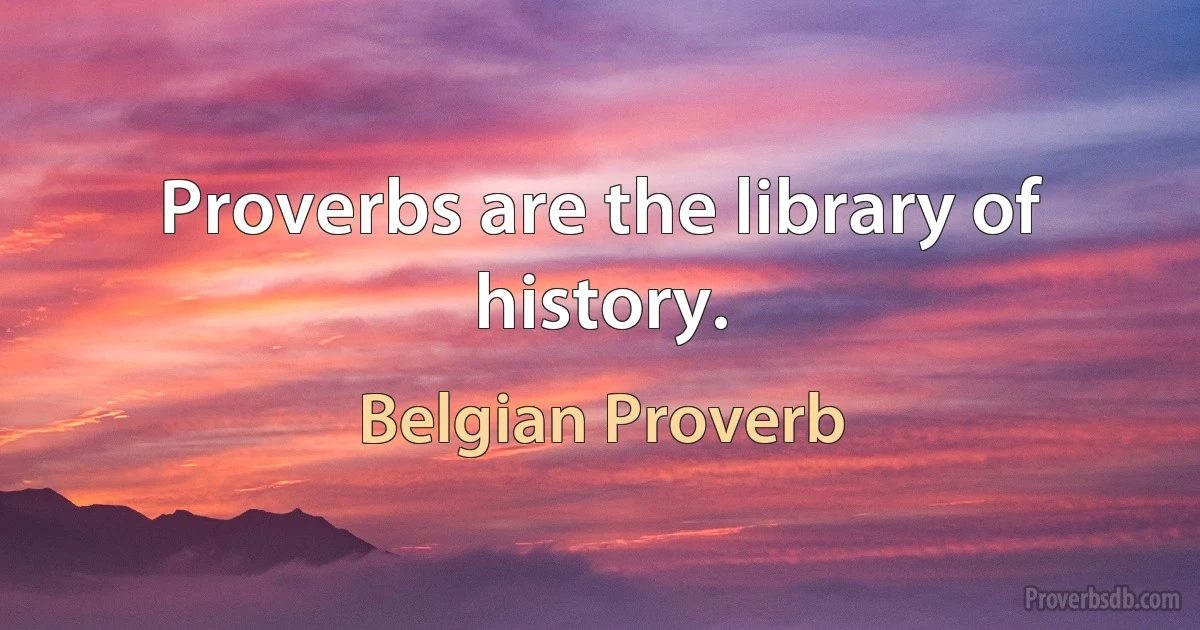 Proverbs are the library of history. (Belgian Proverb)