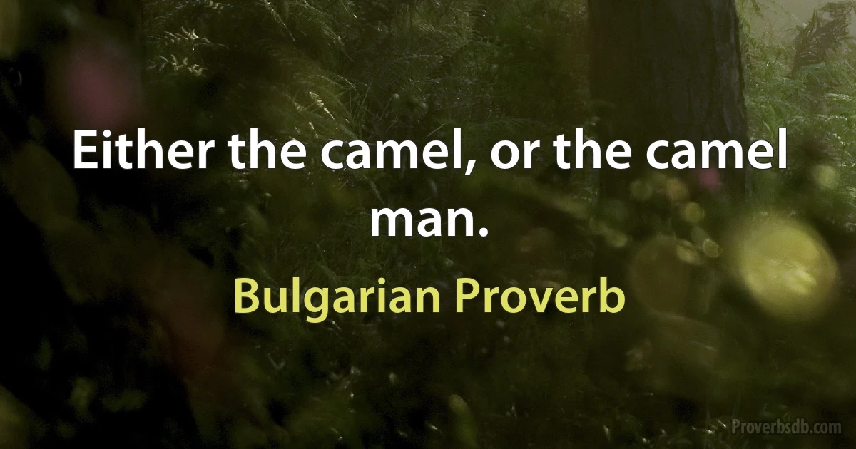 Either the camel, or the camel man. (Bulgarian Proverb)