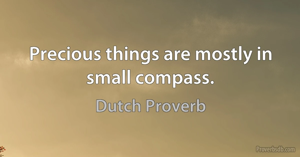 Precious things are mostly in small compass. (Dutch Proverb)