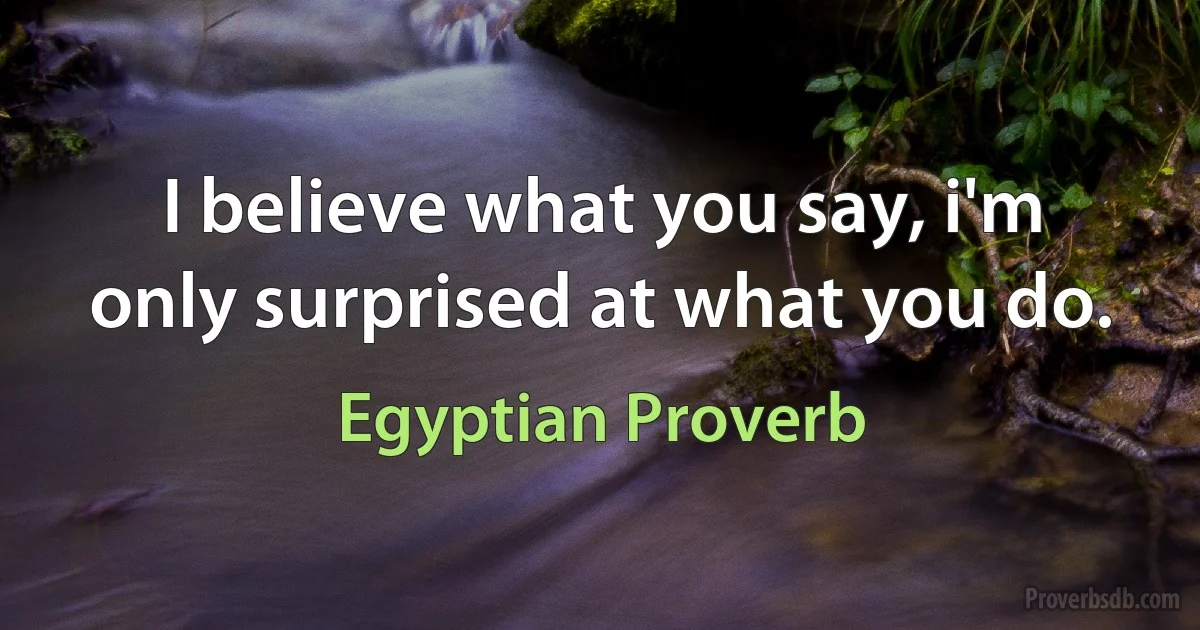 I believe what you say, i'm only surprised at what you do. (Egyptian Proverb)