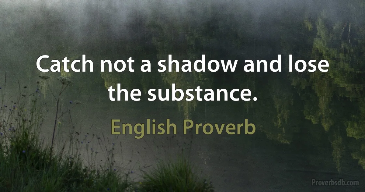 Catch not a shadow and lose the substance. (English Proverb)