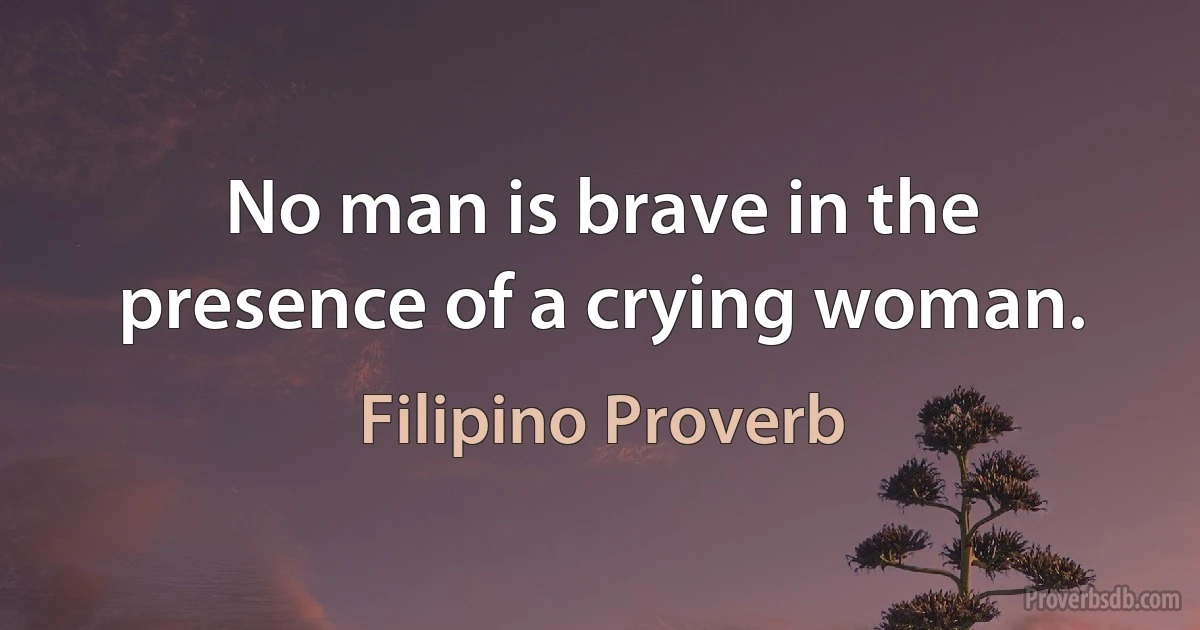 No man is brave in the presence of a crying woman. (Filipino Proverb)