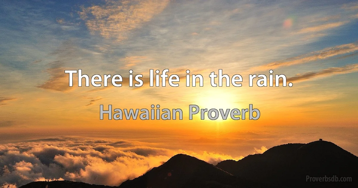 There is life in the rain. (Hawaiian Proverb)