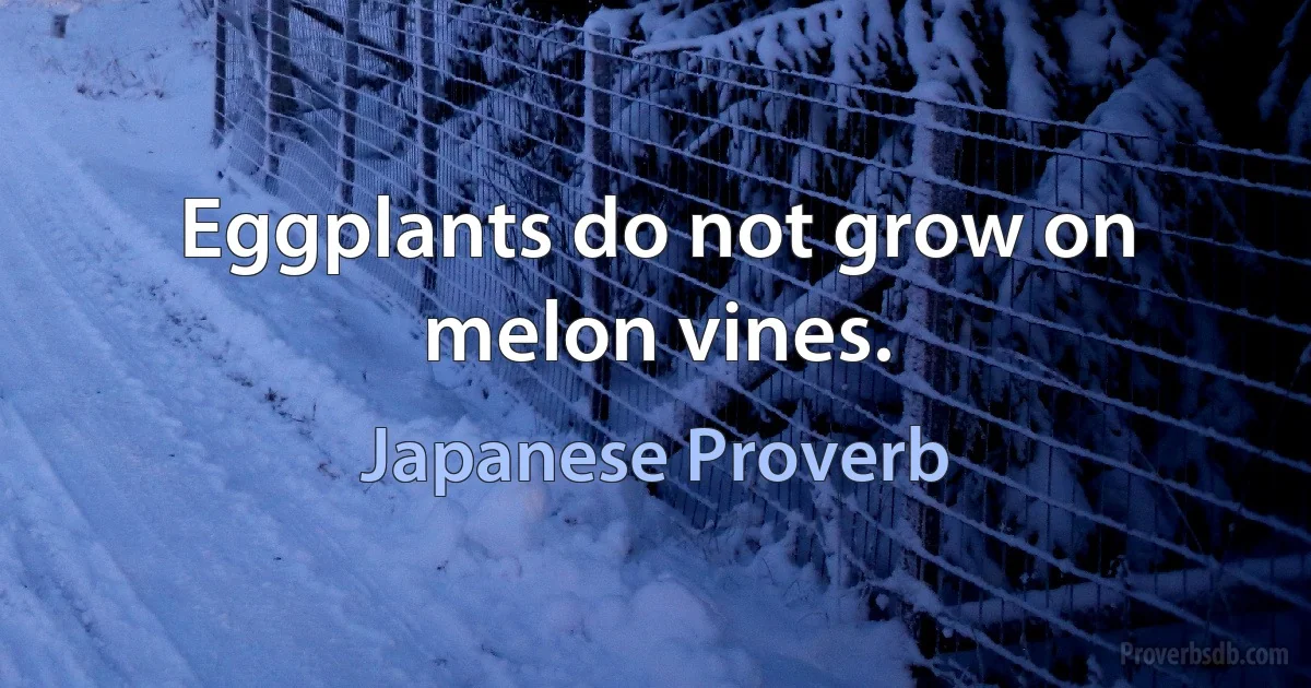 Eggplants do not grow on melon vines. (Japanese Proverb)