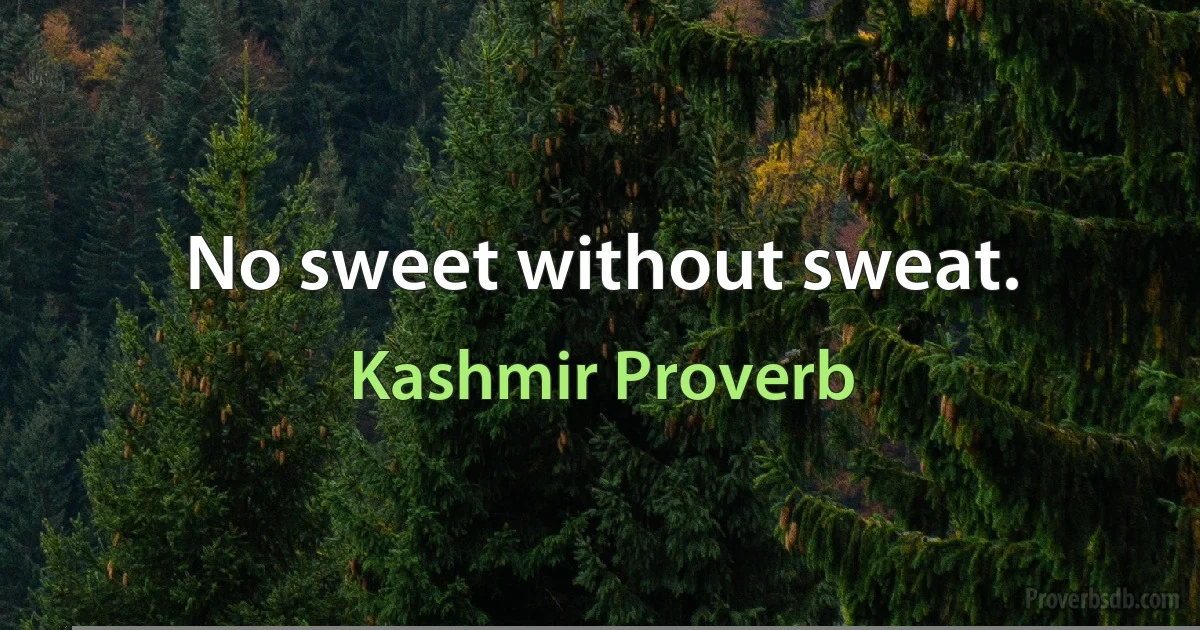 No sweet without sweat. (Kashmir Proverb)