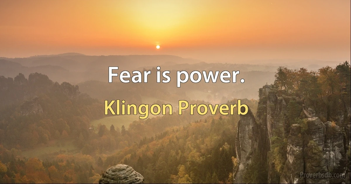 Fear is power. (Klingon Proverb)