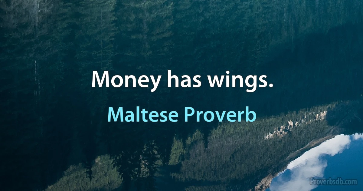 Money has wings. (Maltese Proverb)