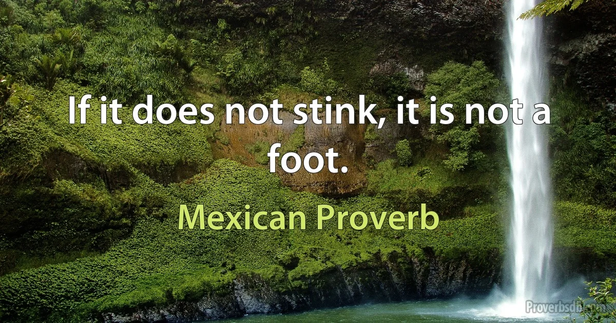 If it does not stink, it is not a foot. (Mexican Proverb)