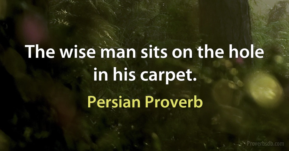 The wise man sits on the hole in his carpet. (Persian Proverb)