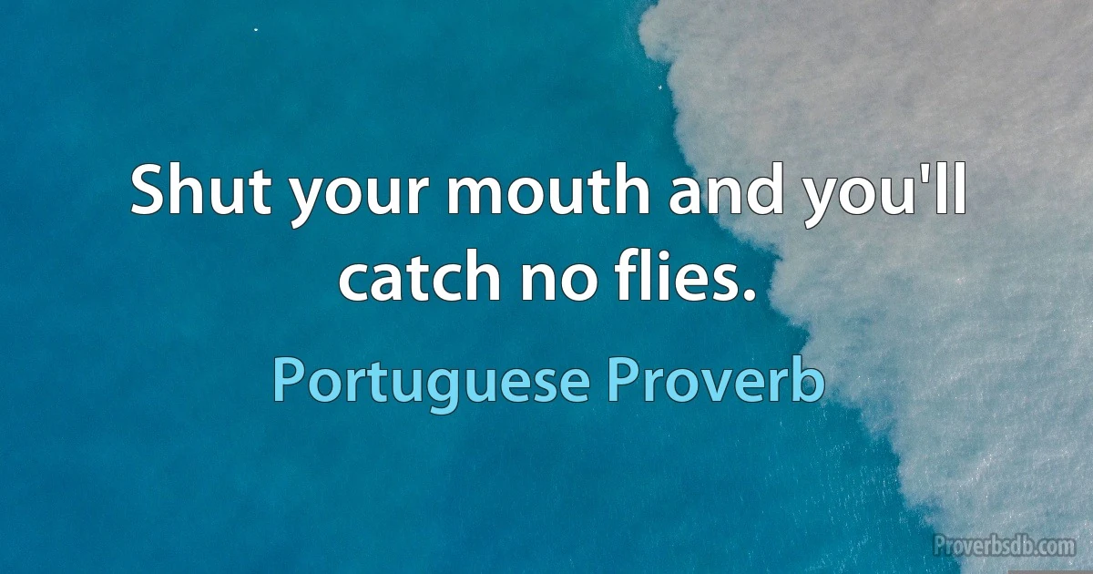 Shut your mouth and you'll catch no flies. (Portuguese Proverb)