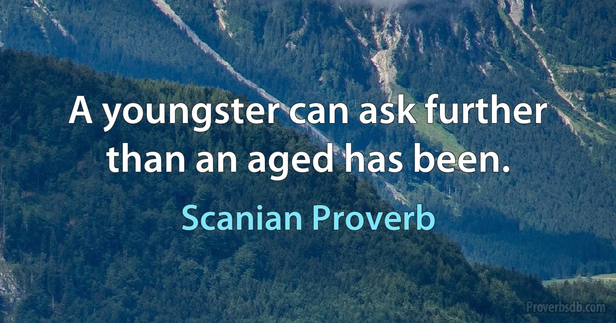 A youngster can ask further than an aged has been. (Scanian Proverb)