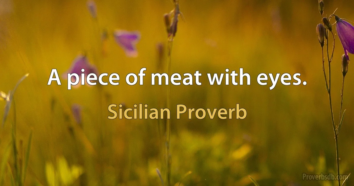 A piece of meat with eyes. (Sicilian Proverb)