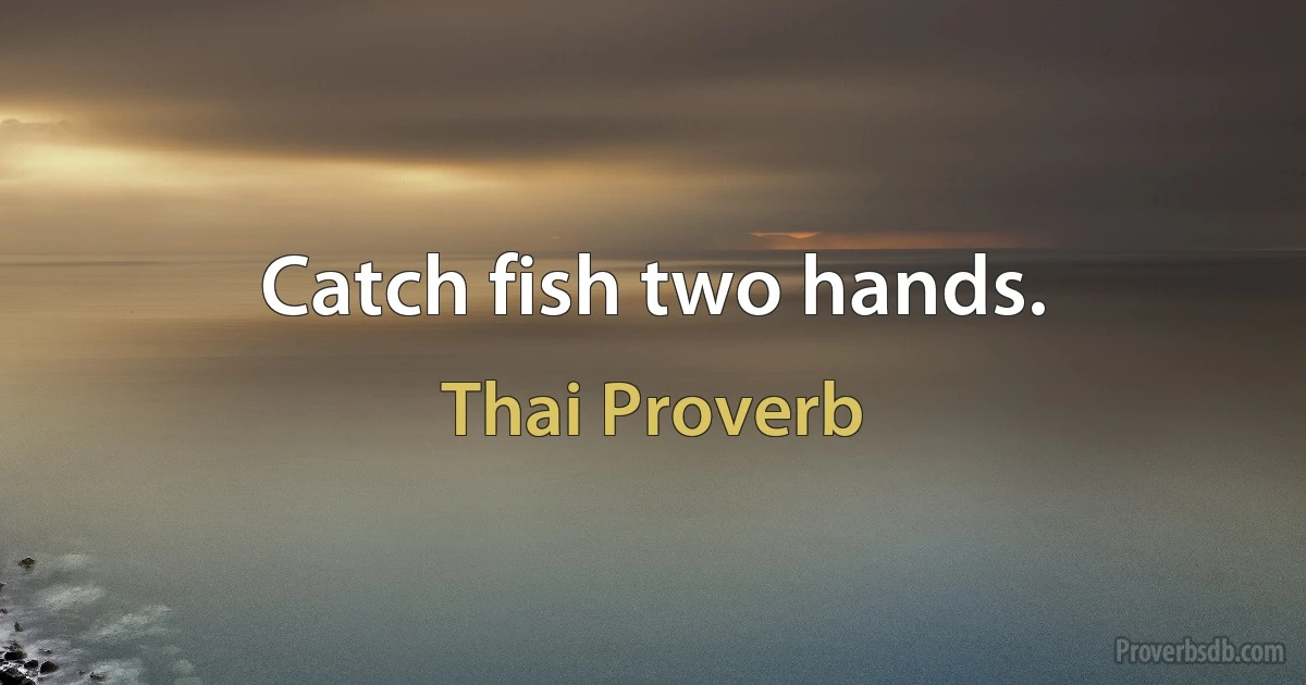 Catch fish two hands. (Thai Proverb)