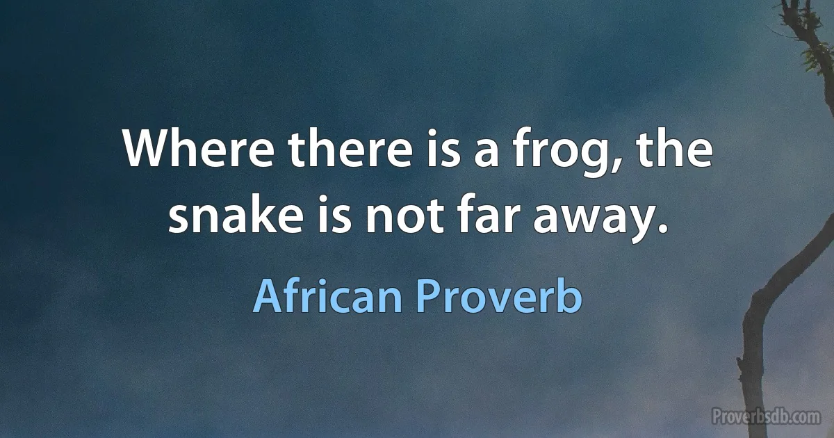 Where there is a frog, the snake is not far away. (African Proverb)