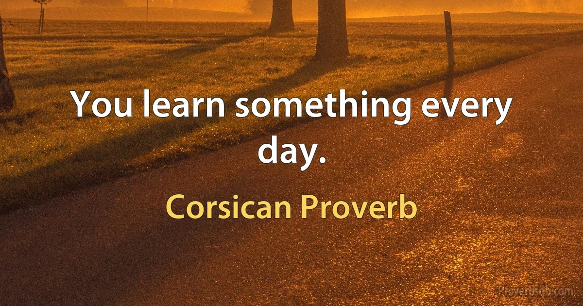 You learn something every day. (Corsican Proverb)