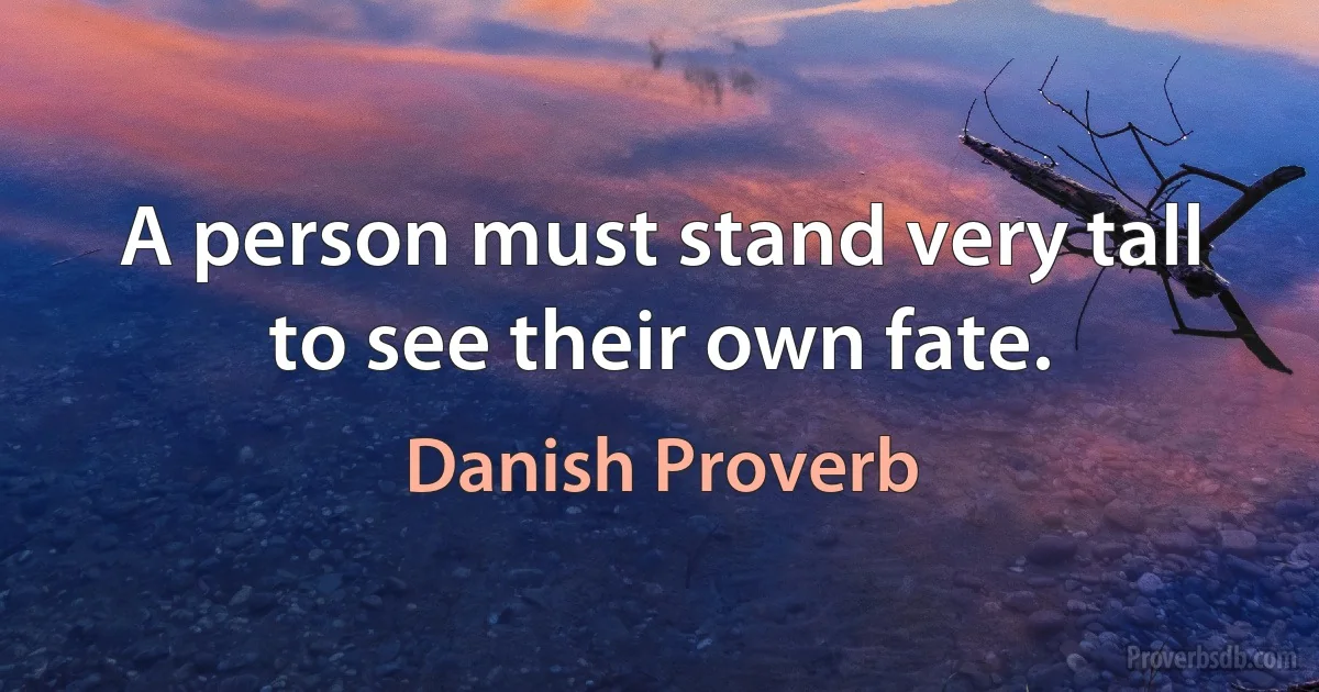 A person must stand very tall to see their own fate. (Danish Proverb)