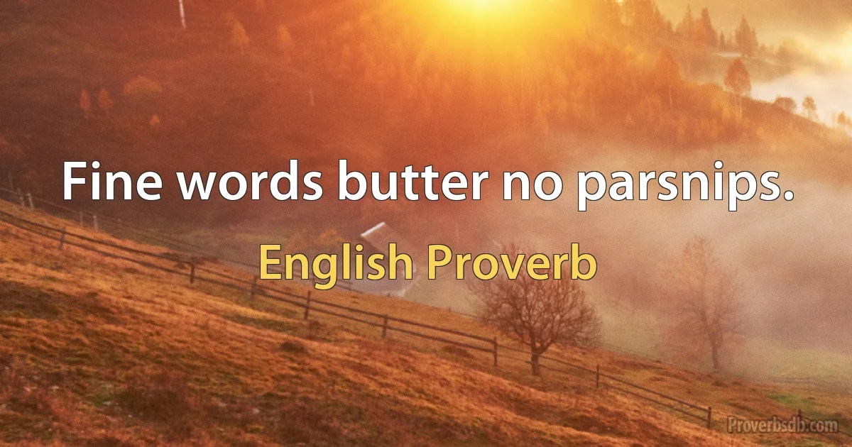 Fine words butter no parsnips. (English Proverb)